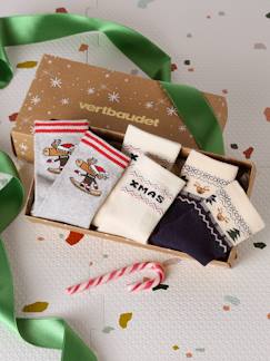 -Coffret de 3 paires de chaussettes Noël garçon en maille bouclette