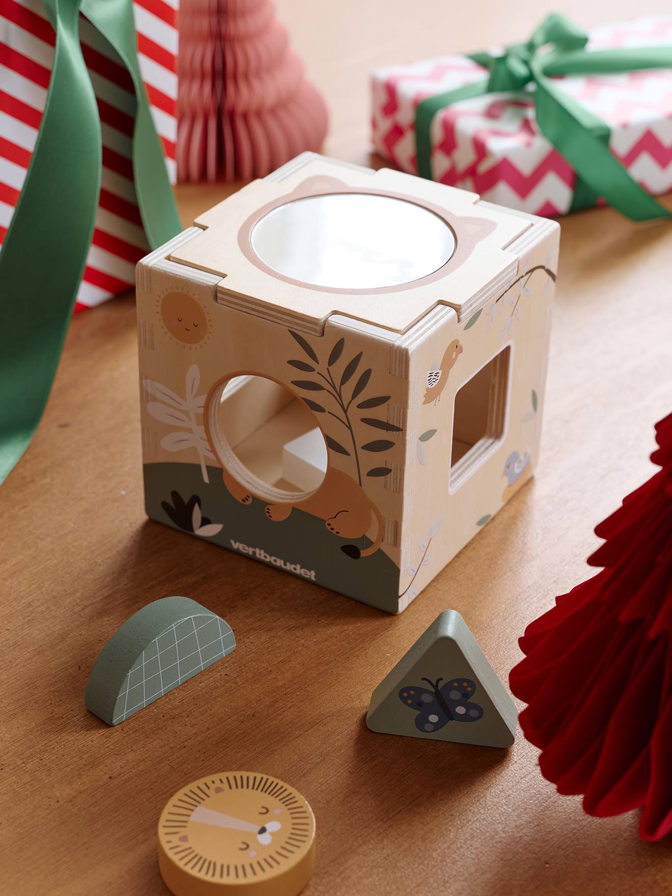 Boîte à formes avec miroir TANZANIE en bois FSC® bois