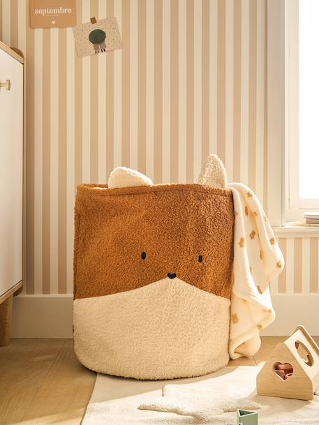 Vertbaudet - Panier Renard en sherpa caramel
