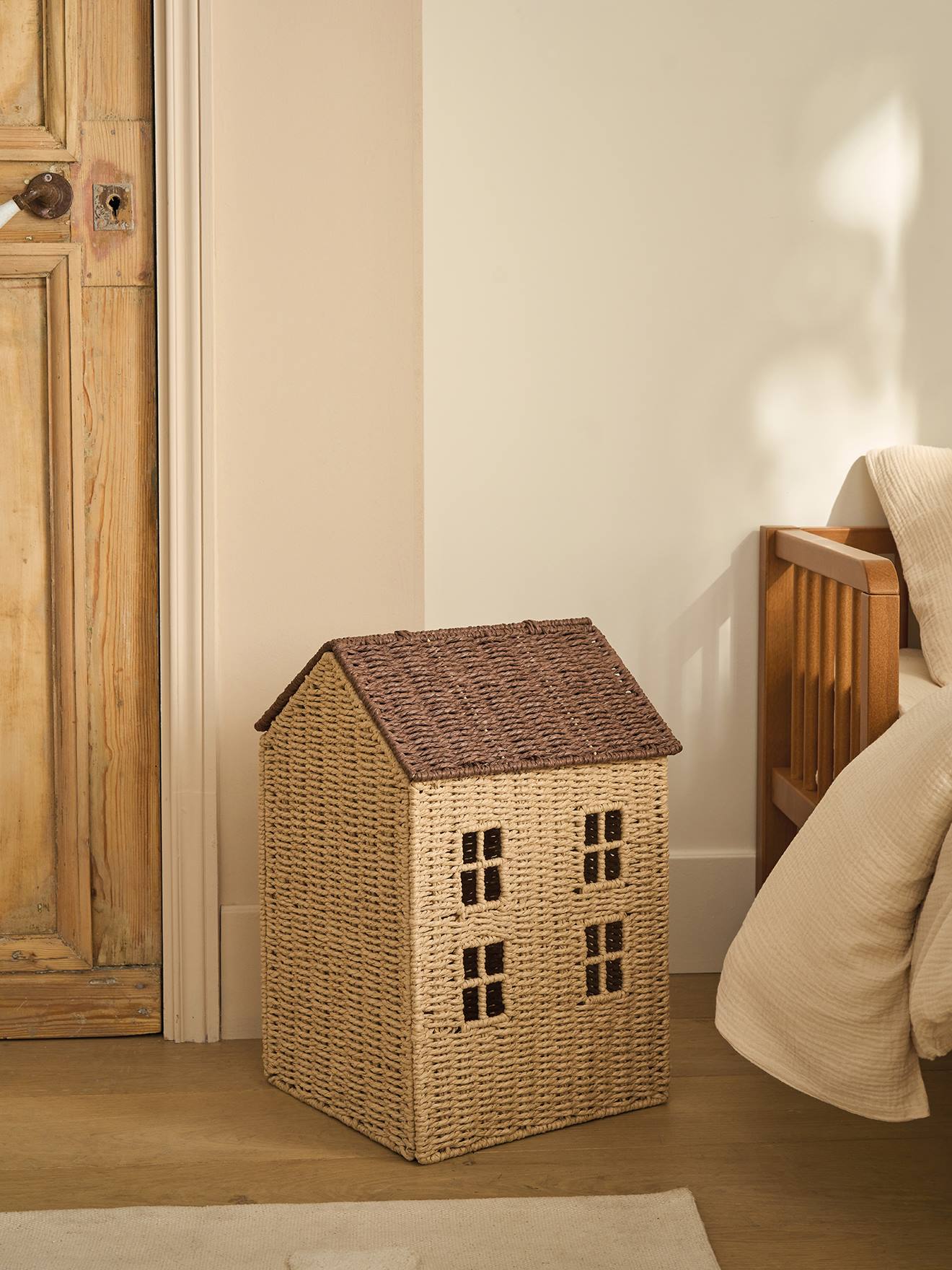 Panier Maison en corde de papier beige (Vertbaudet) - Image 1
