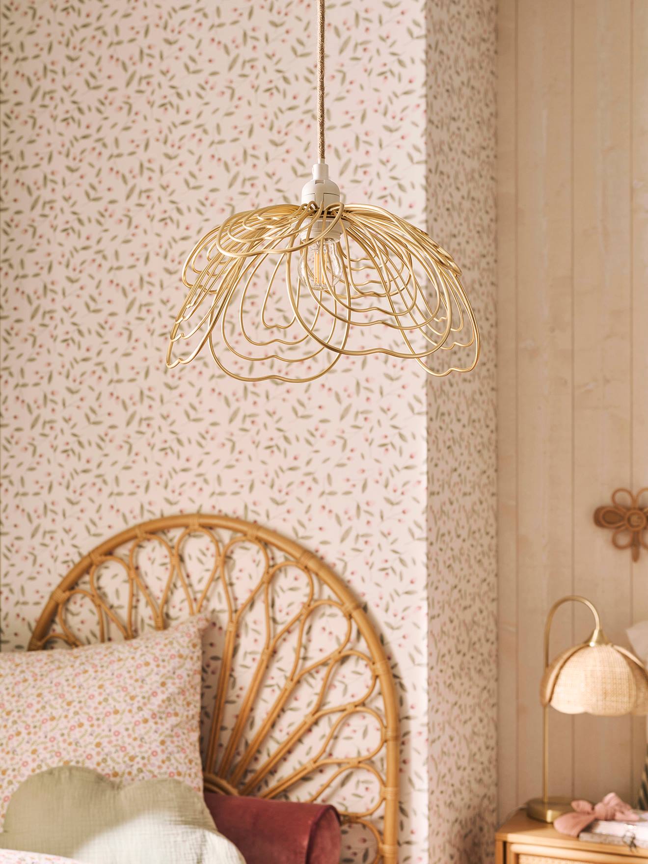 Abat-jour pour suspension en métal Fleur or