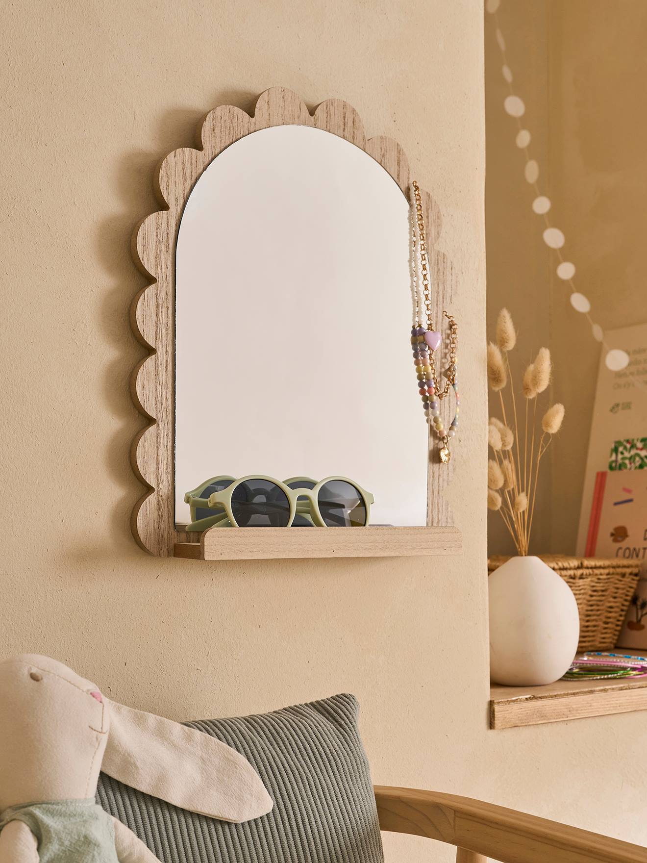 Miroir avec tablette FESTON beige