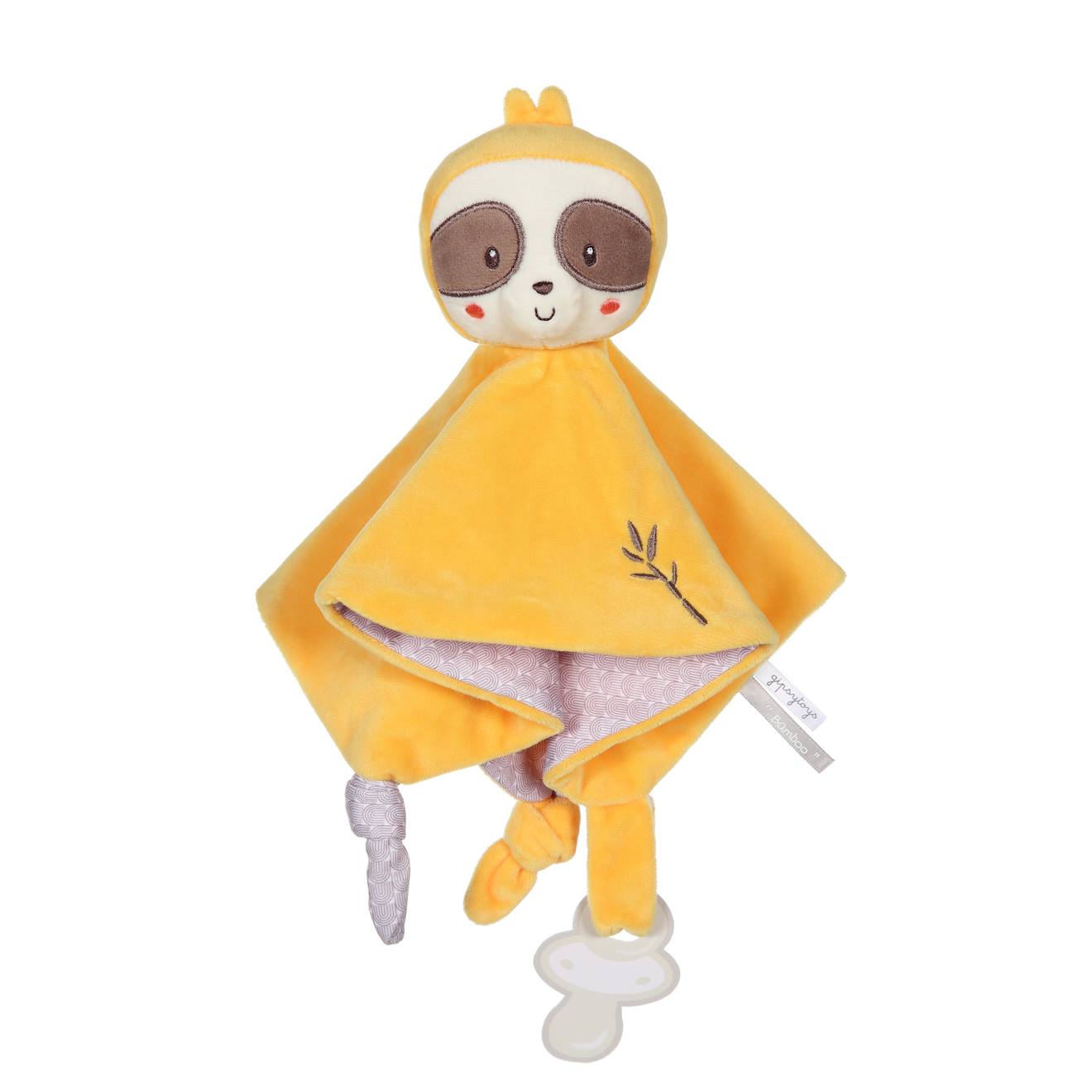 Carré Doudou Bamboo - Paresseux - 24 Cm S/carte Jaune