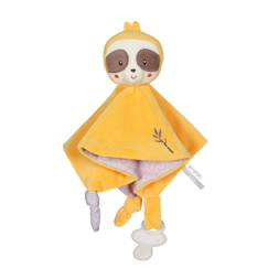 Jouet-Carré doudou bebe bamboo - paresseux - 24 cm s/carte