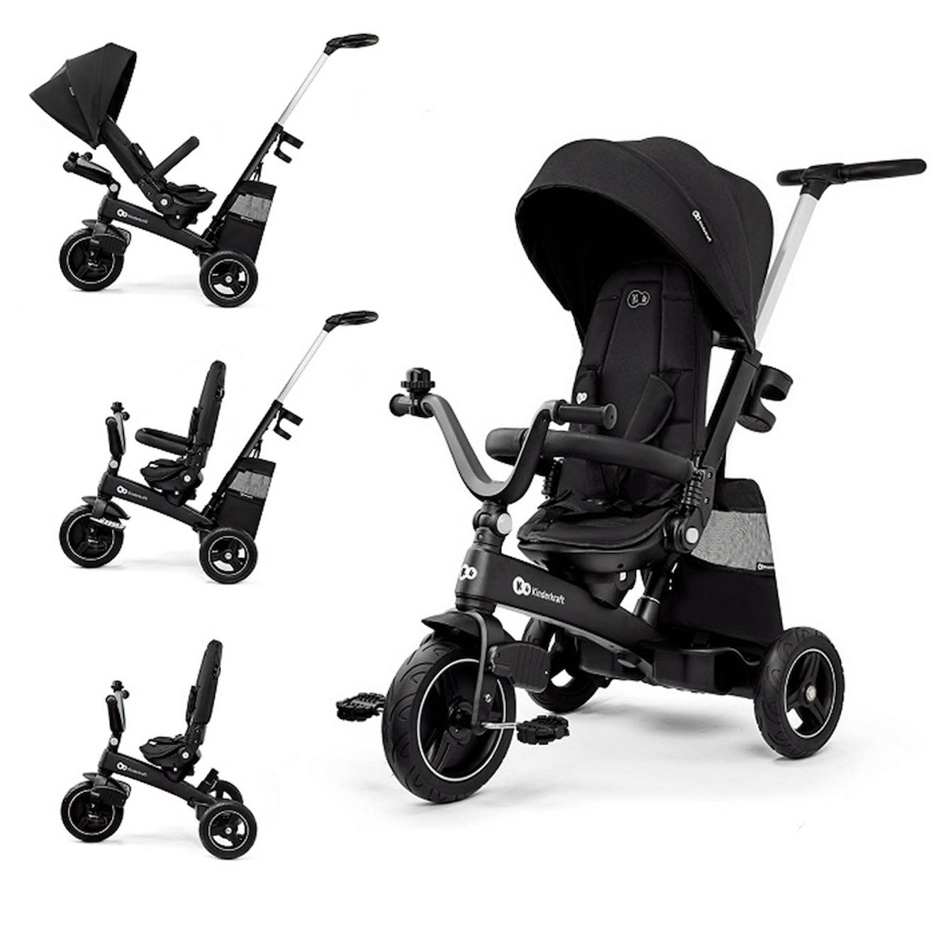 Tricycle Modulaire Avec Siège Rotatif Et Harnais De Sécurité Noir