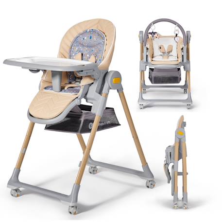 Kinderkraft - Chaise Haute Evolutive 2 En 1, Transat Et Siège Réglable Beige