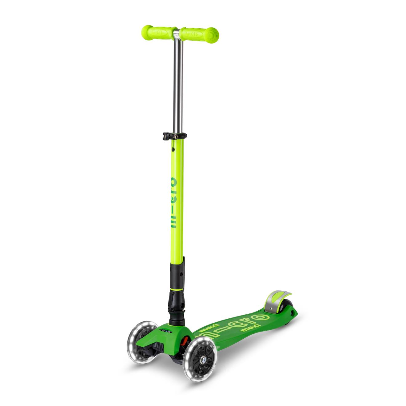 Trottinette Enfant Maxi Micro Deluxe Pliable Néon Led Vert