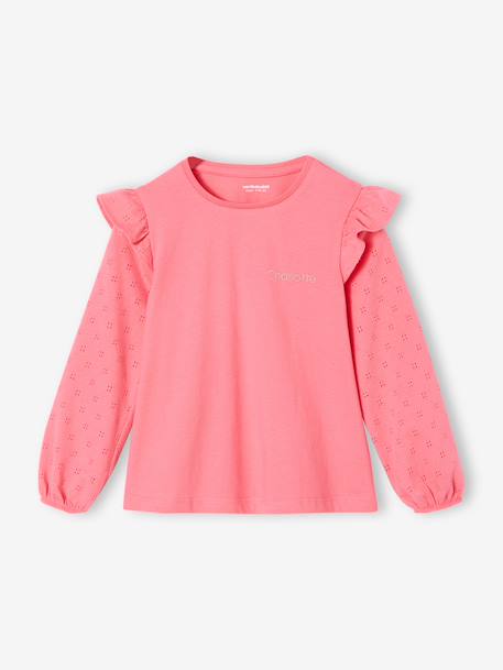 Tee-shirt blouse fille manches longues à volant personnalisable  - vertbaudet enfant