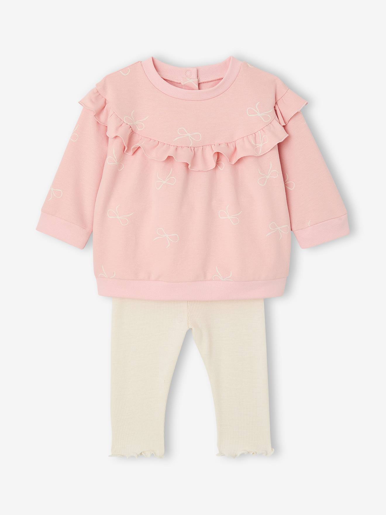 Ensemble bébé fille sweat à volant + legging rose