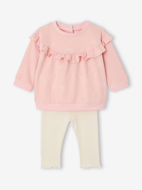 Ensemble bébé fille sweat à volant + legging écru+rose 11 - vertbaudet enfant 