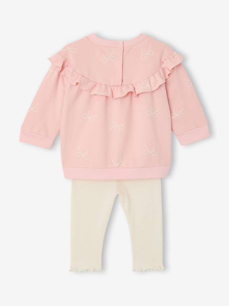 Ensemble bébé fille sweat à volant + legging écru+rose 15 - vertbaudet enfant 