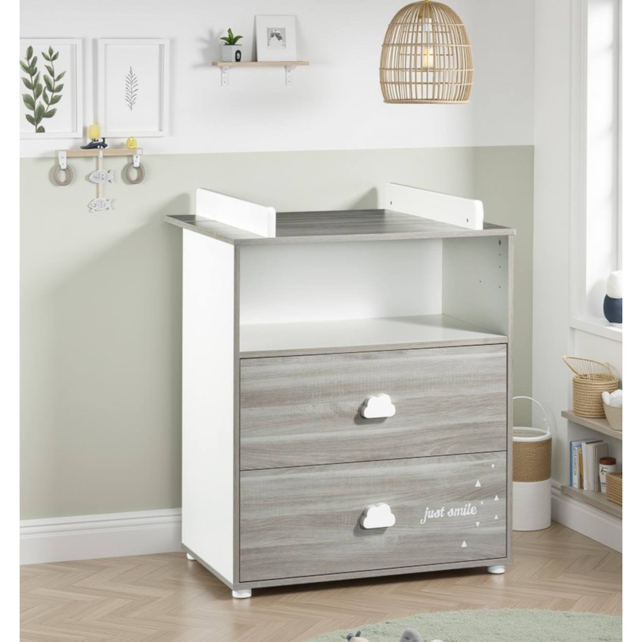 Commode À Langer En Bois - Smile Gris