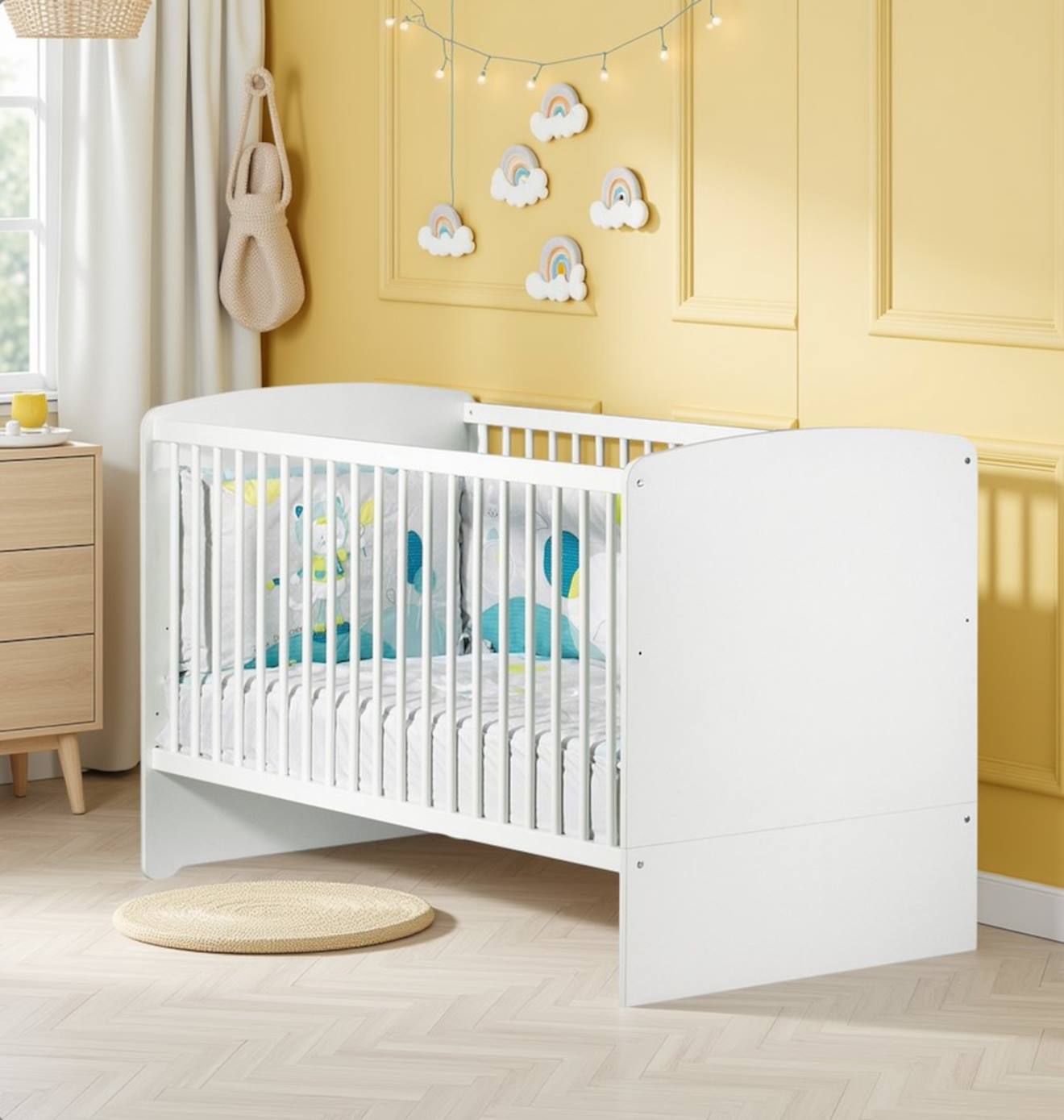 Lit Bébé Évolutif En Bois - Basic Blanc
