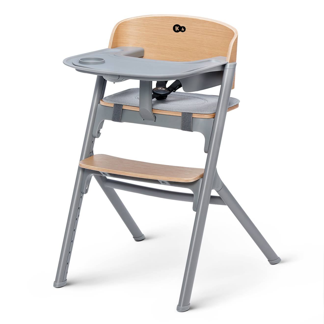 Chaise Haute Évolutive Kinderkraft Livy 3 En 1 Avec Assise Réglable, Repose-pieds Ajustable Et Charge Jusqu’à 110 Kg Gris