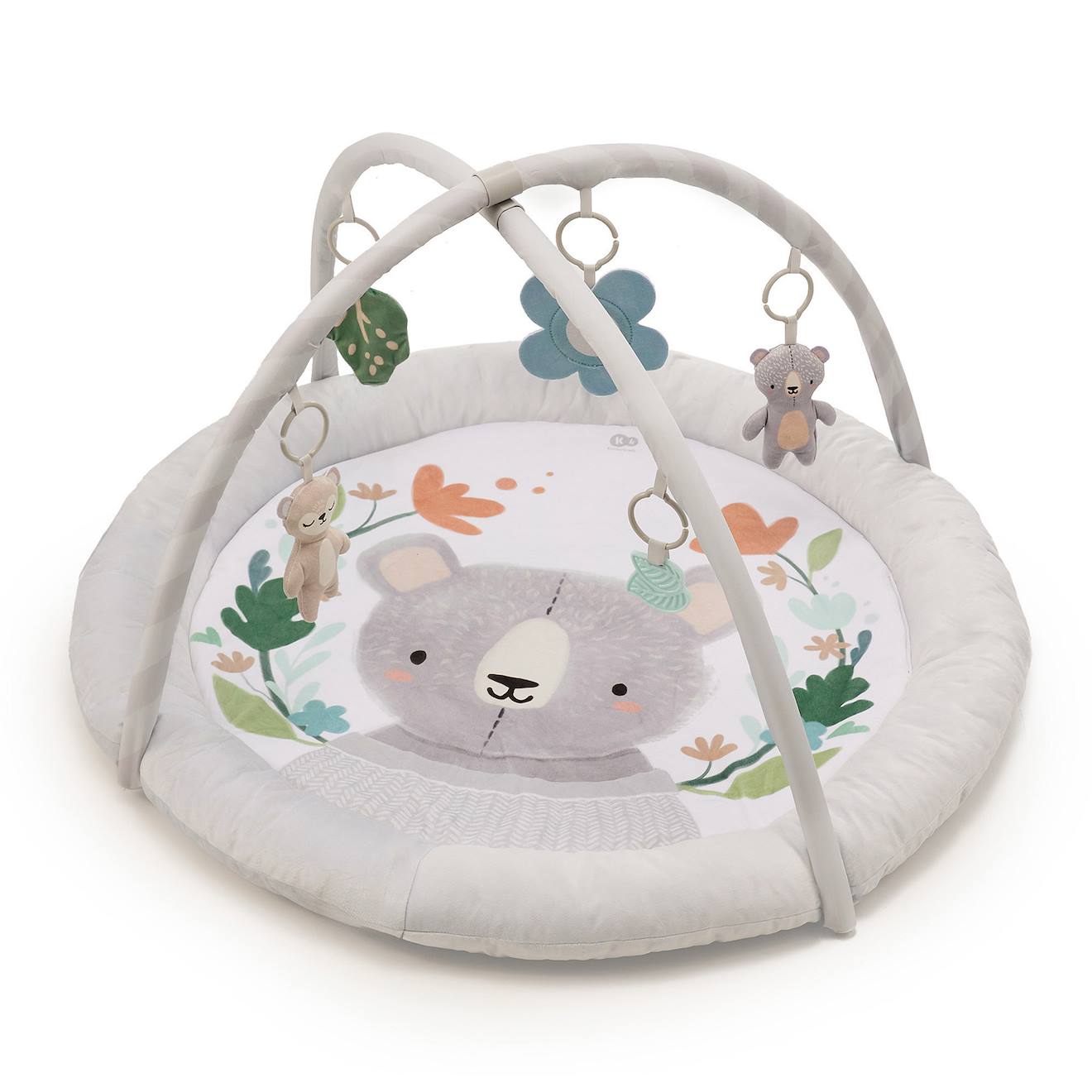 Tapis D éveil Kinderkraft Cozyplay Avec Arceaux De Jeux, Jouets Sensoriels, Tapis Lavable, Pliable Et Matière Douce Gris