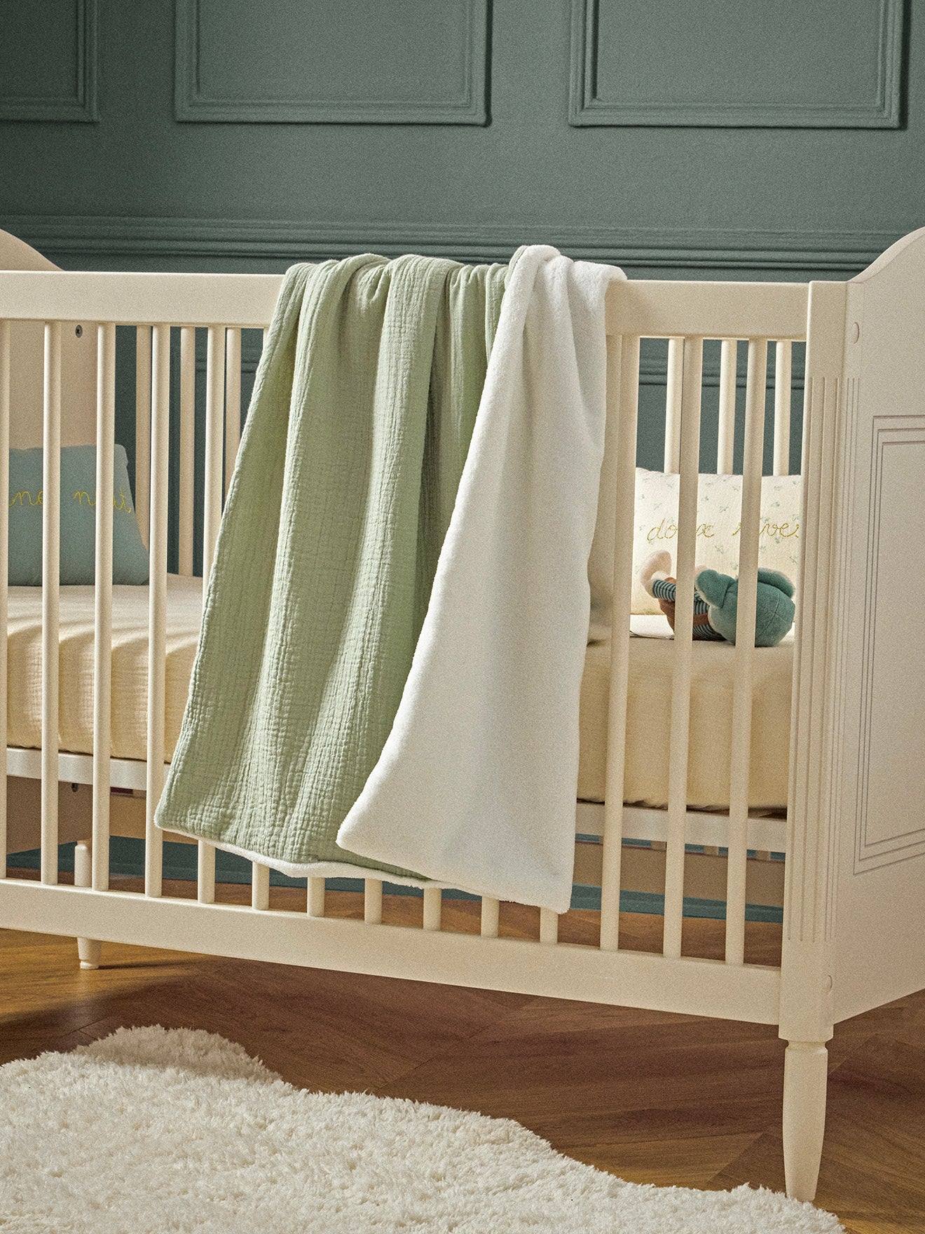 Plaid Gaze De Coton Et Micro-polaire Celadon