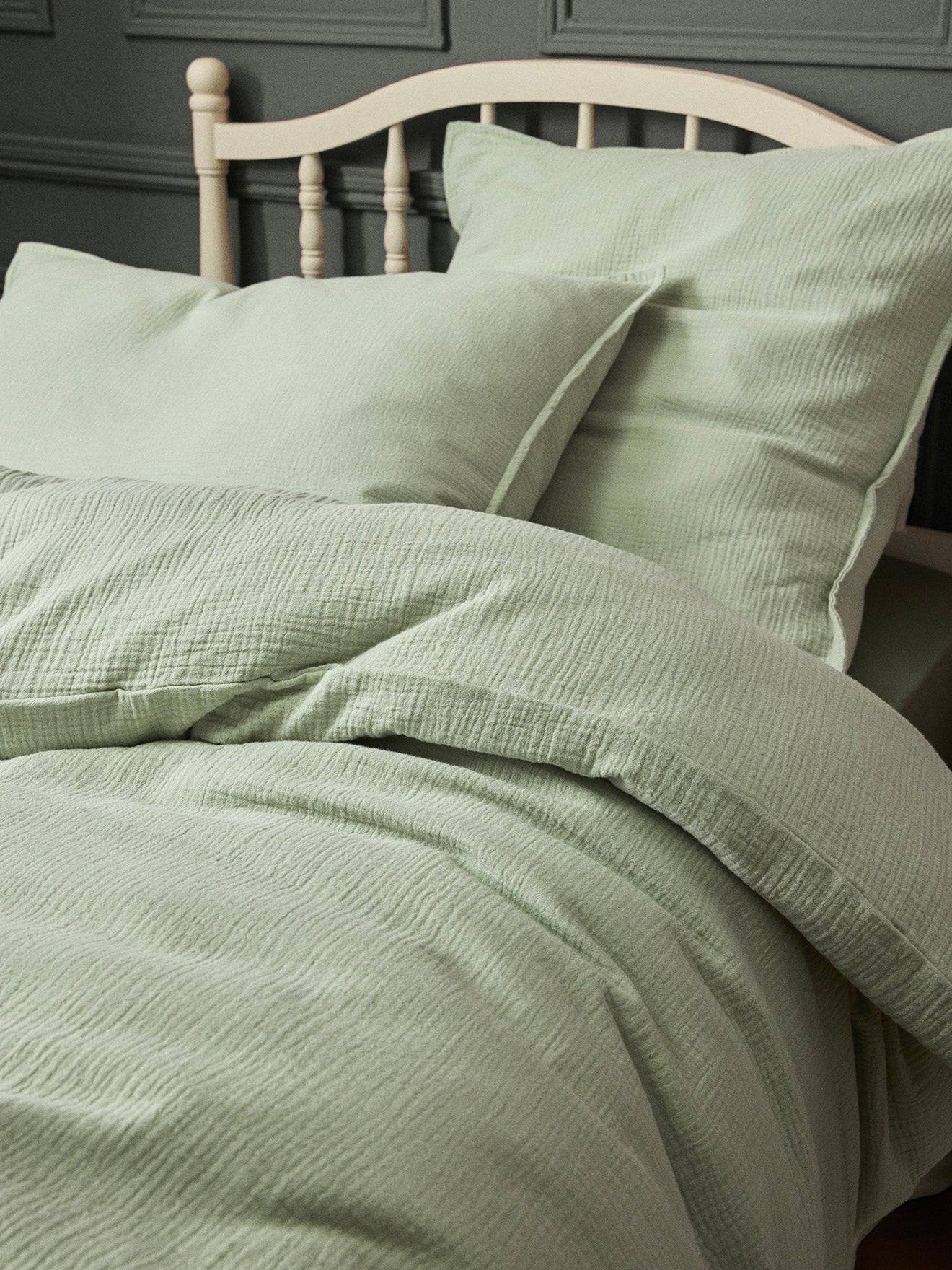 Housse De Couette Gaze De Coton gaufrée Celadon