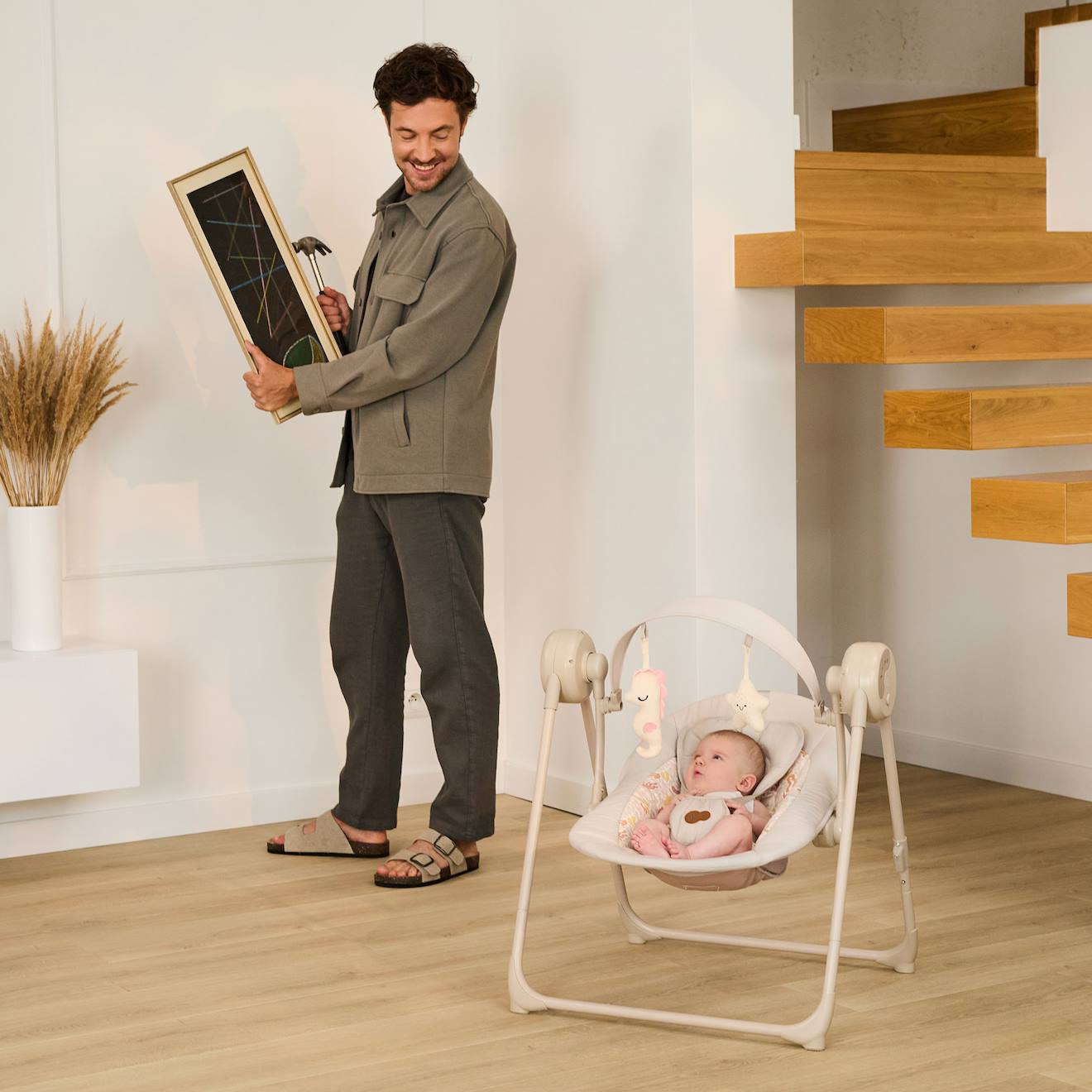 Balancelle Transat Électrique Pour Bébé Gris (Kinderkraft) - Image 1