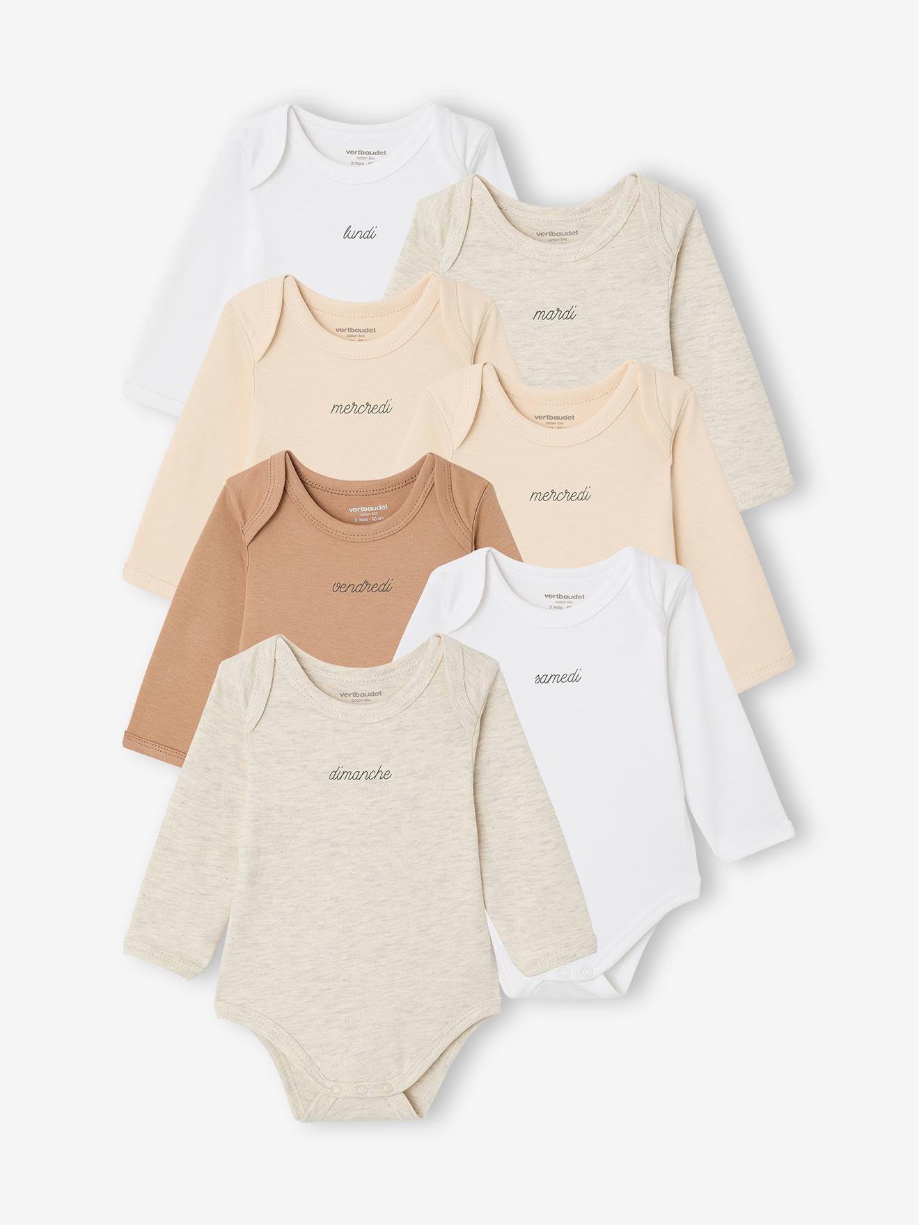 Lot 7 bodies bébé manches longues lot blanc