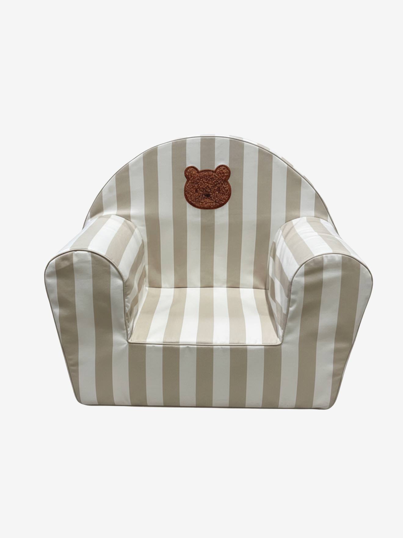 Fauteuil en mousse rayé Ourson personnalisable rayé beige (Vertbaudet) - Image 1