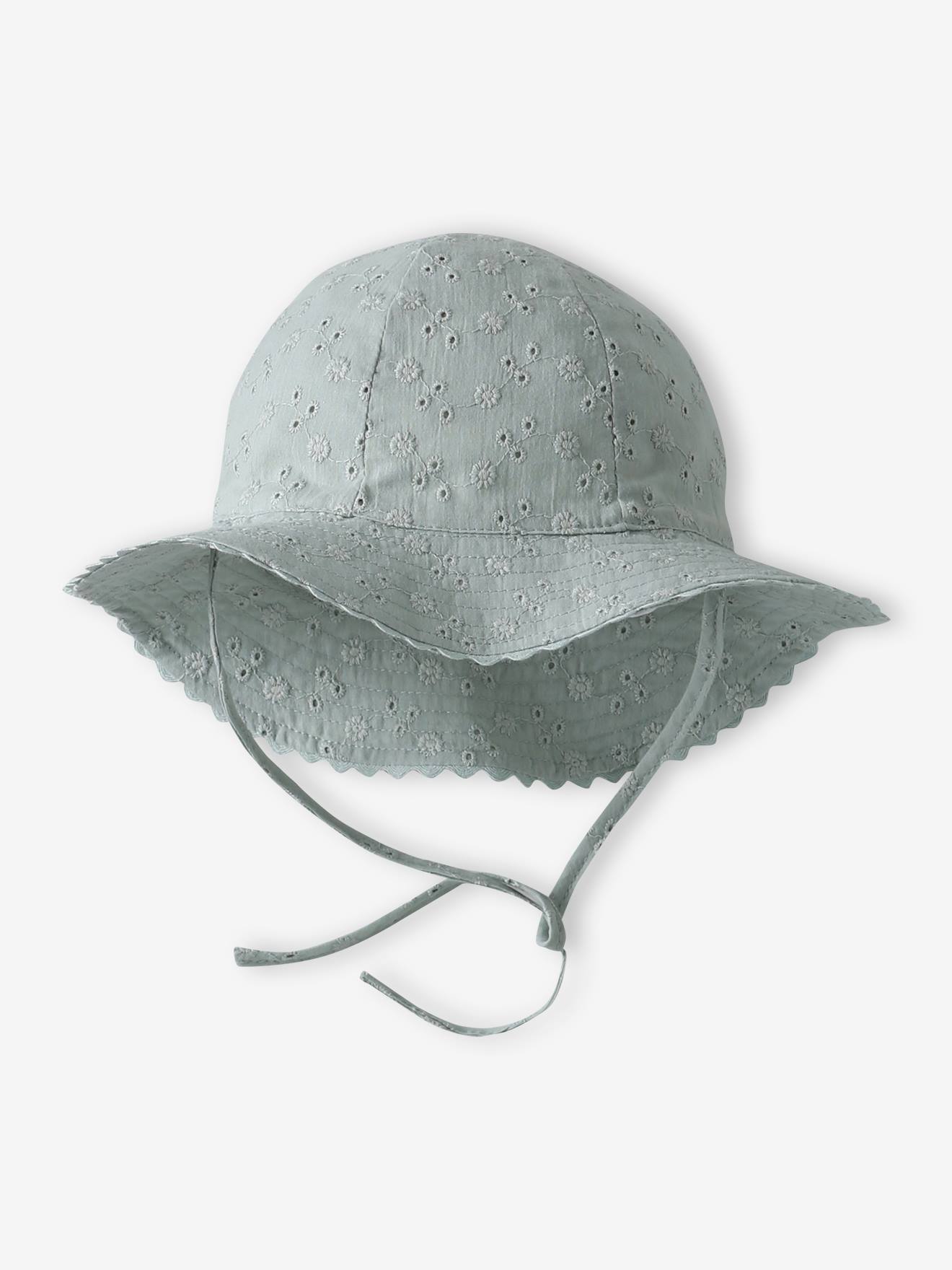 Chapeau en broderie anglaise bébé fille vert sauge (Vertbaudet) - Couverture