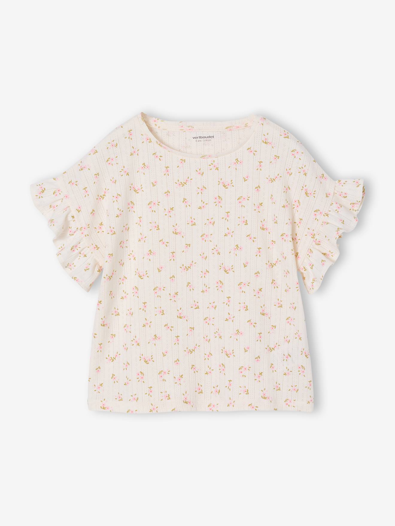 T-shirt fille en maille pointelle cru 7 €