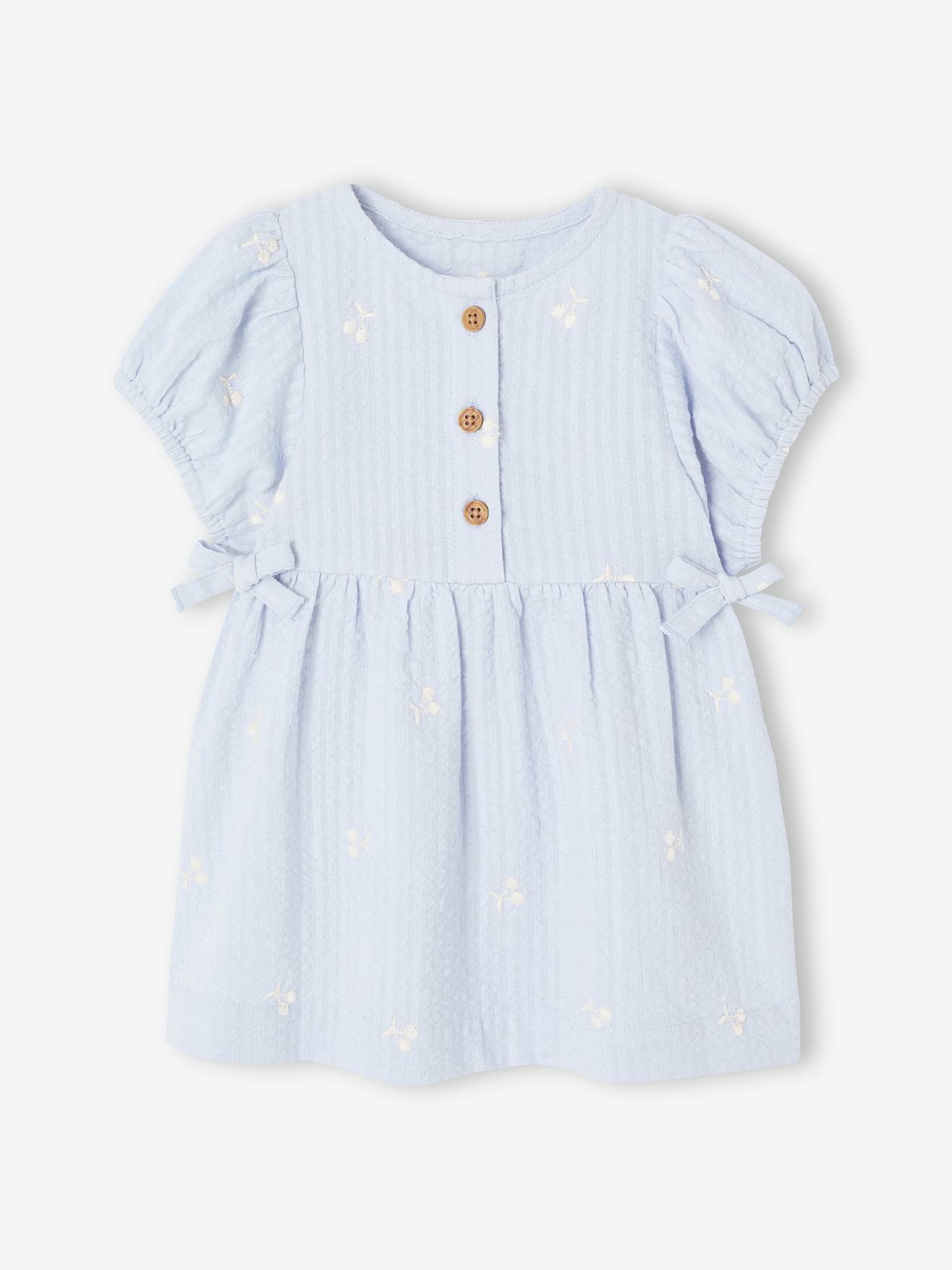 Robe bb fille dtails brods bleu clair 18 €