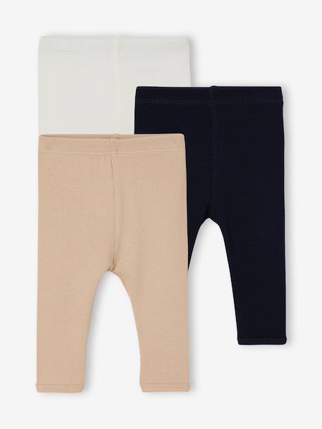 Vertbaudet - Lot 3 leggings bébé naissance écru