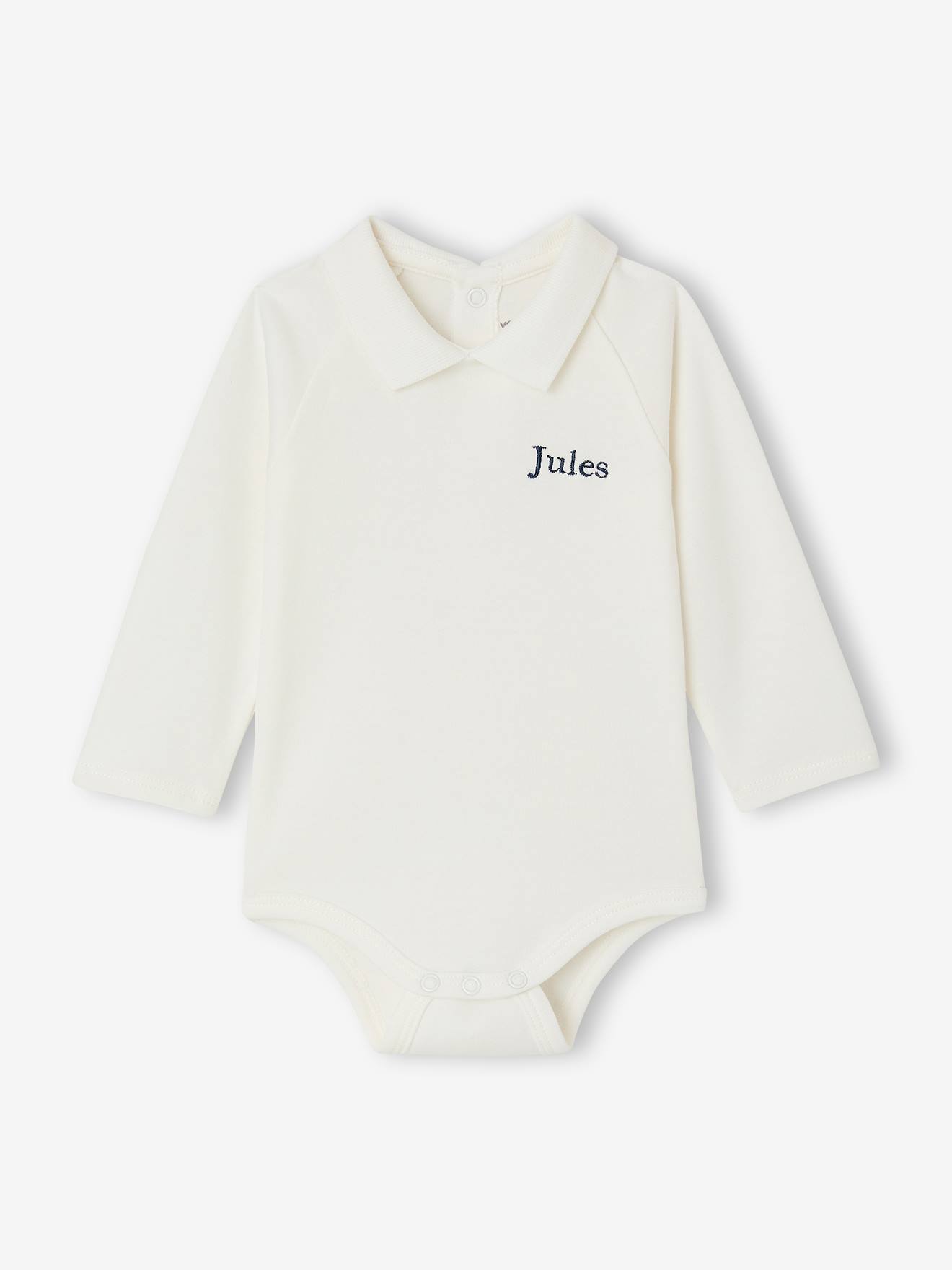 Body bébé garçon en coton bio écru