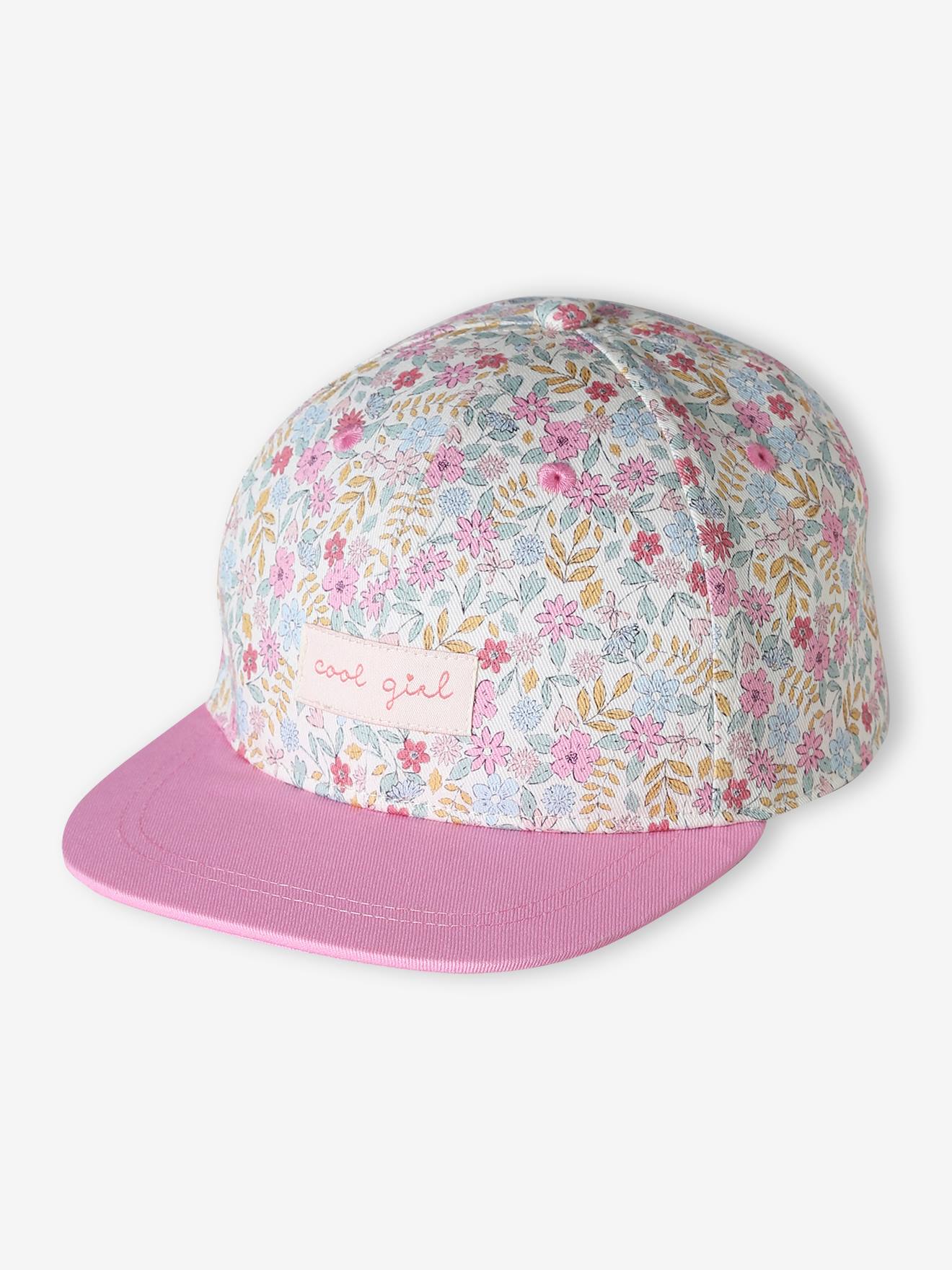 Casquette fleurie fille blanc imprimé