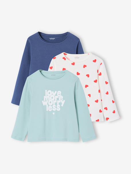 Fille-T-shirt, sous-pull-Lot de 3 t-shirts fille fantaisie manches longues