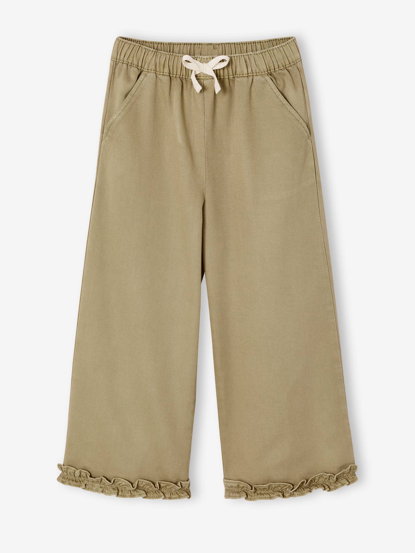 Pantacourt large fille lyocell kaki