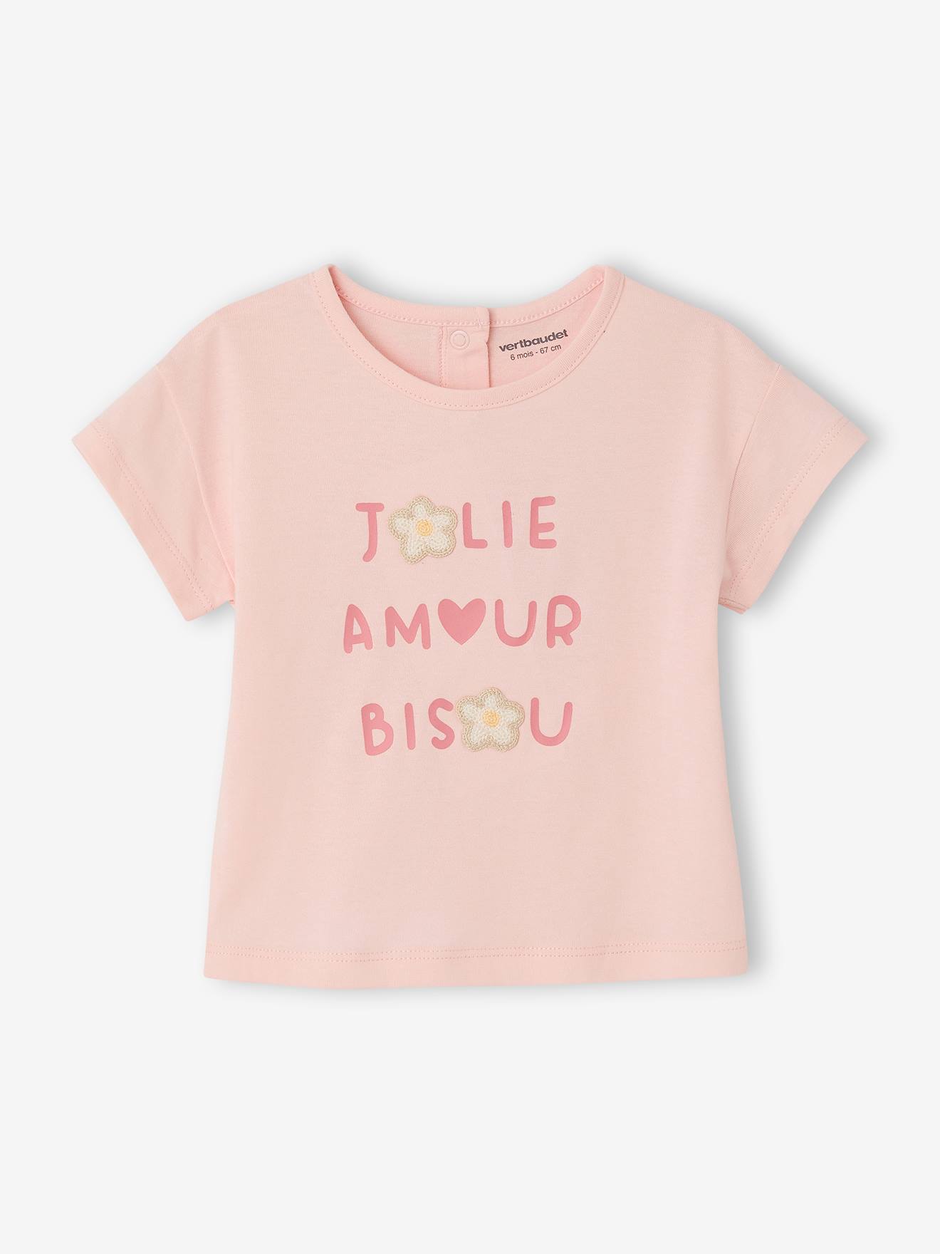 T-shirt bb fille dtails en crochet rose ple 6 €