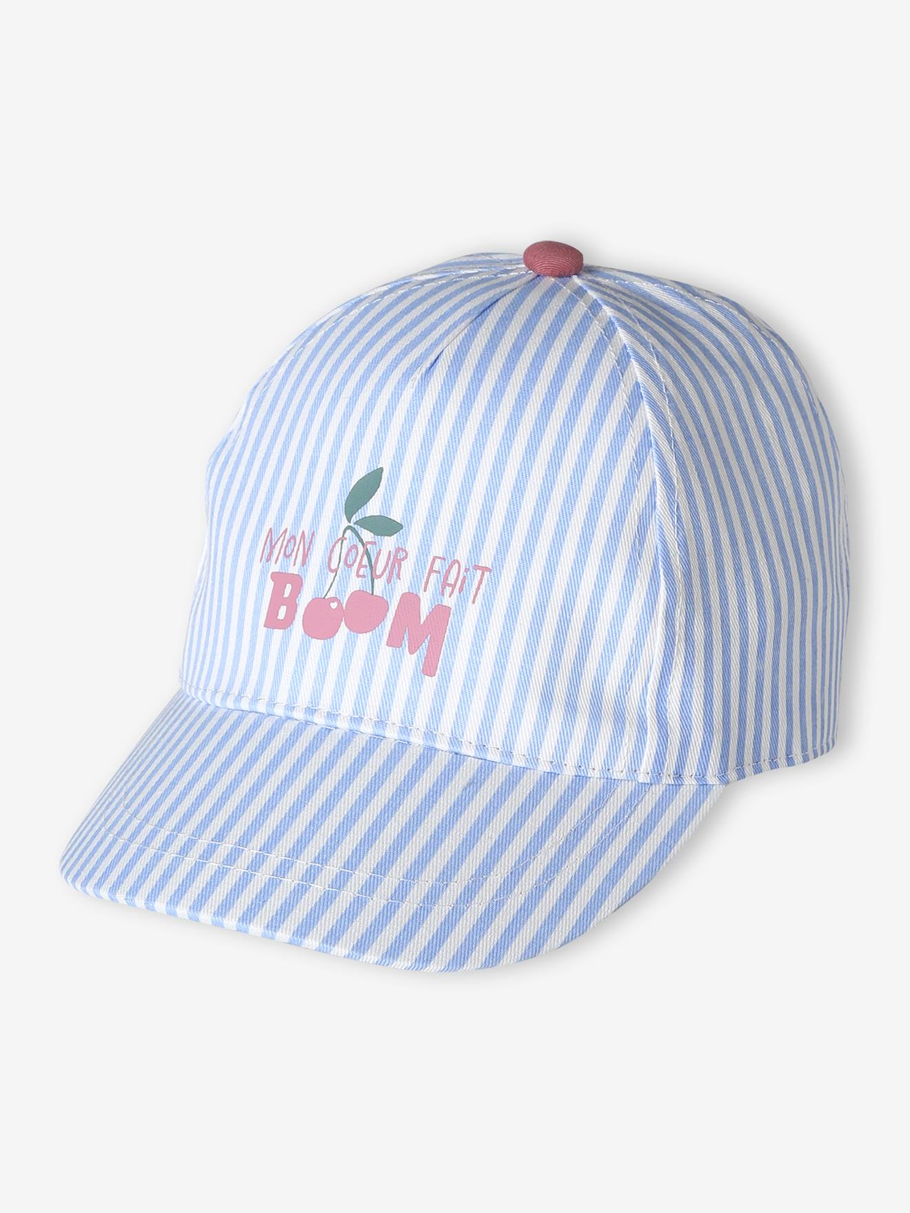 Casquette bébé fille coton rayée rayé bleu