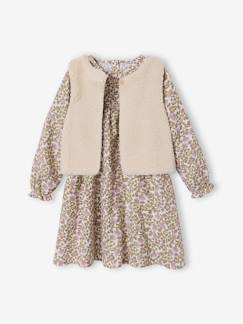 -Ensemble fille robe et gilet sherpa