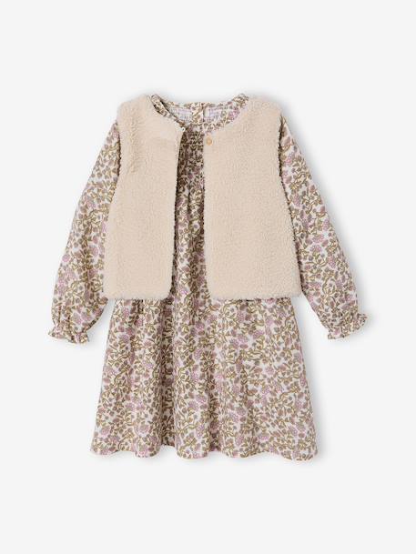 Fille-Ensemble fille robe et gilet sherpa