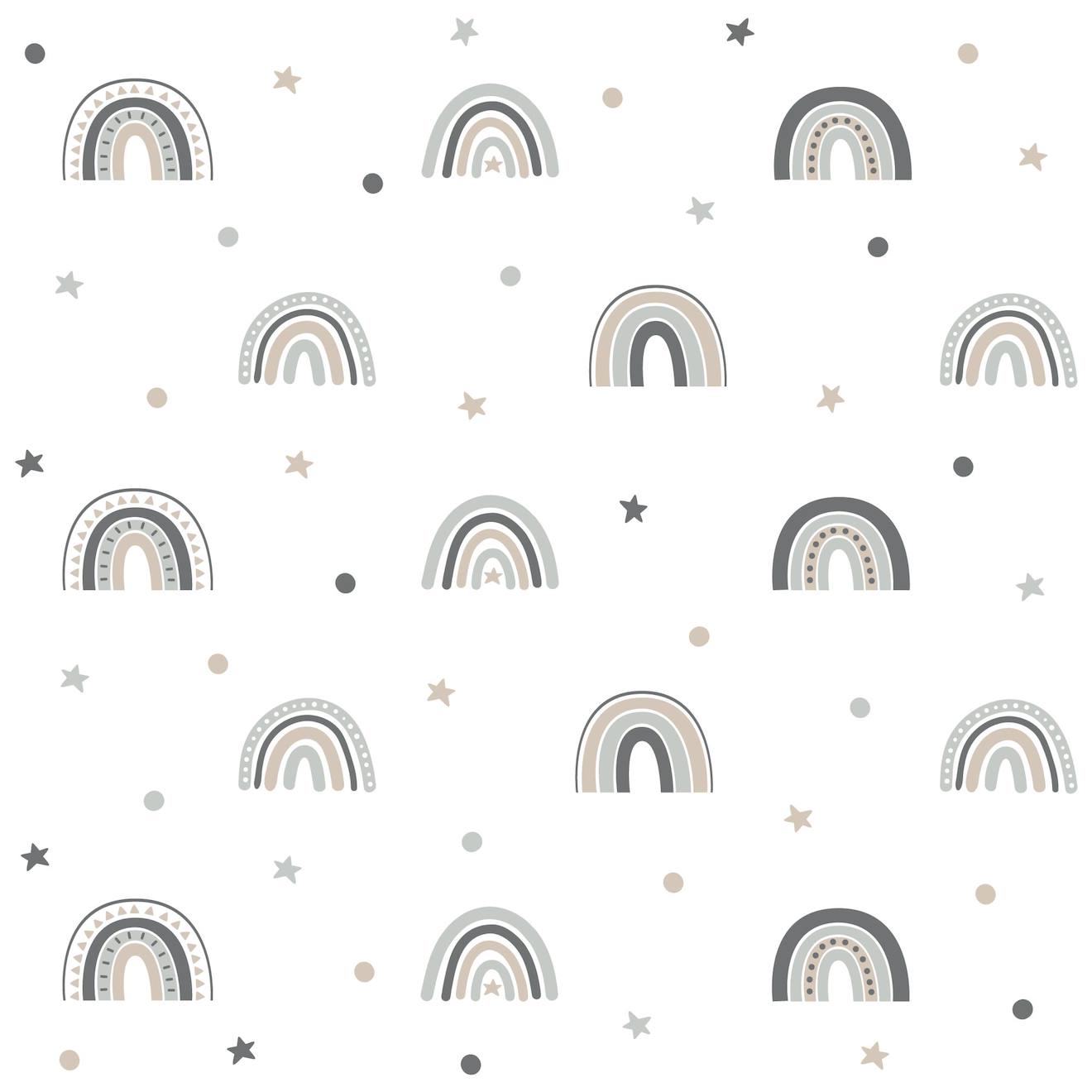 Autocollant Mural Arc-en-ciel Avec Étoiles Gris