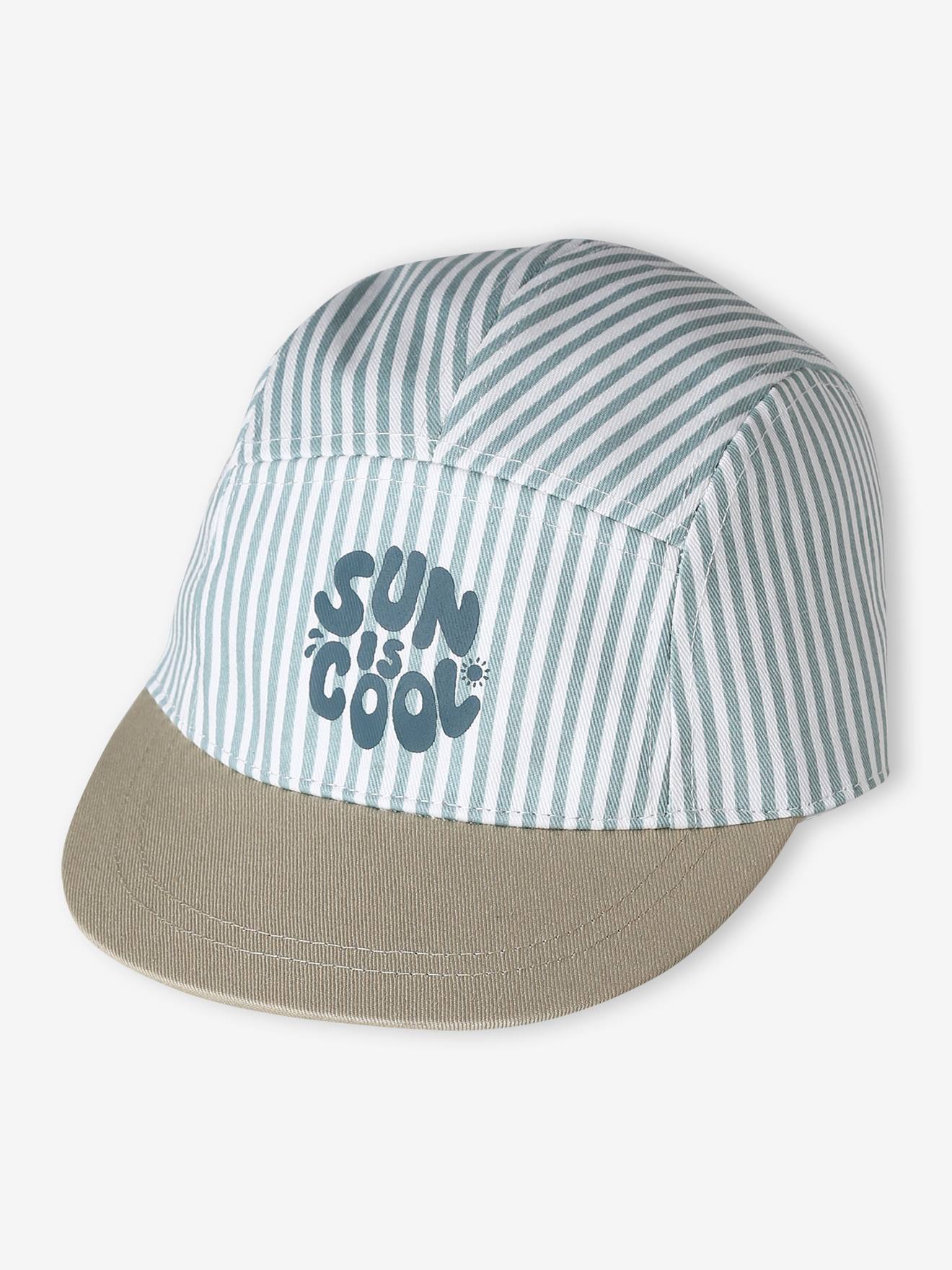 Casquette bébé rayée bleu grisé