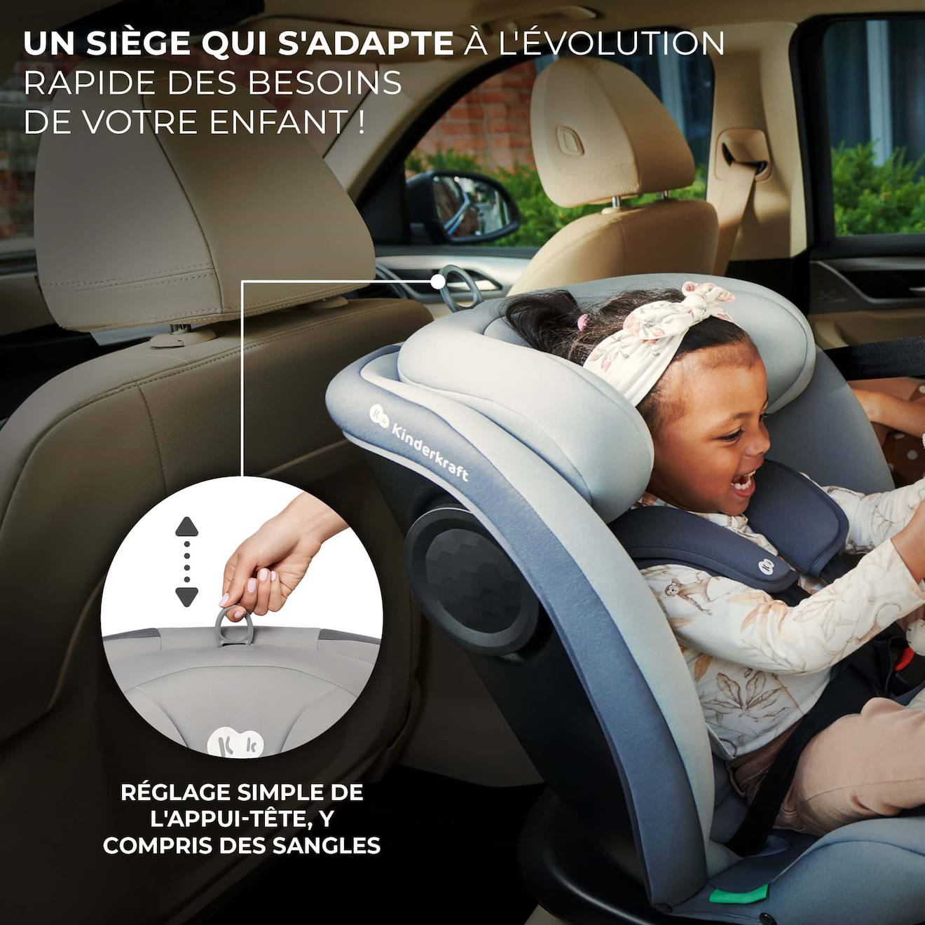 Siege Auto Rotatif I Size I-grow - 0 À 36 Kg Évolutif, Dès La Naissance Jusqu'à 12 Ans Gris (Kinderkraft) - Image 1