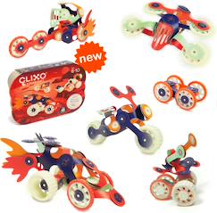 -Mars rovers - clixo - jeu de construction phosphorescent, magnétique, flexible, durable et imaginatif – 30 pièces – dès 6 ans