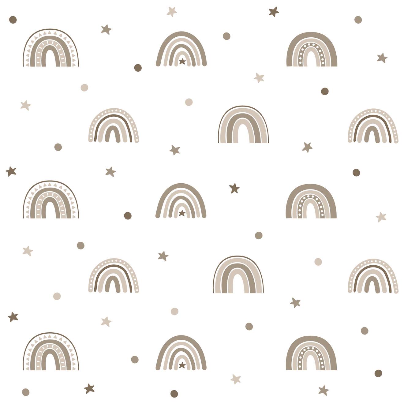 Autocollant Mural Arc-en-ciel Avec Étoiles Beige