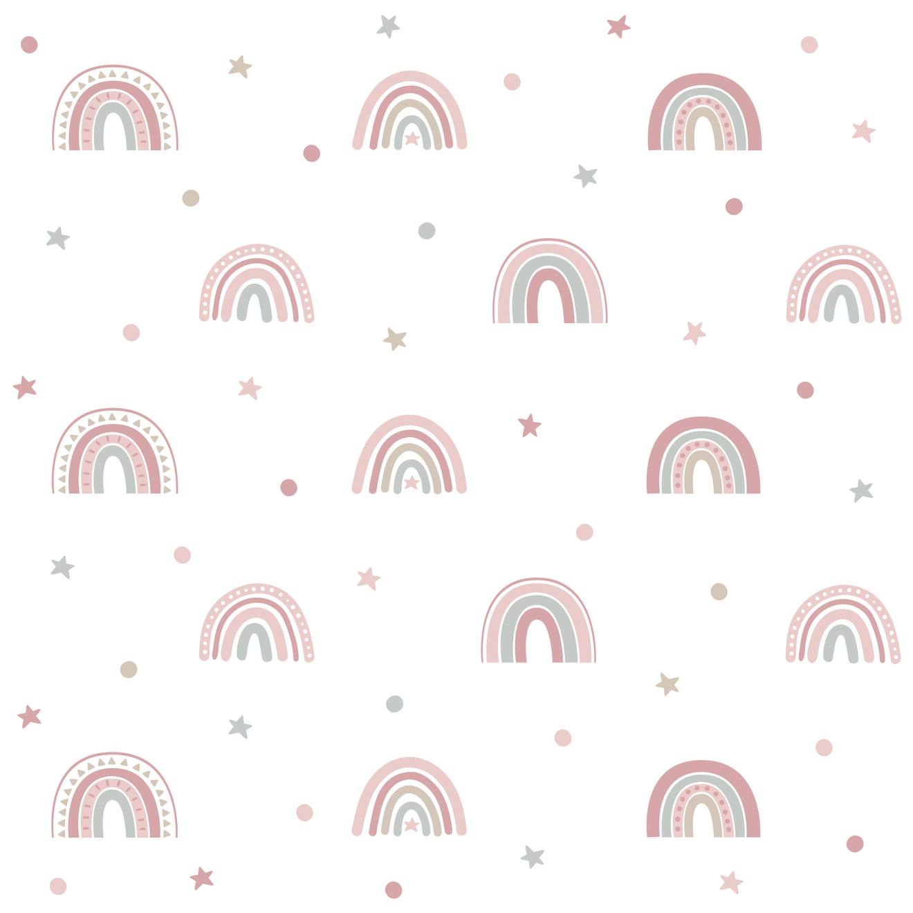 Autocollant Mural Arc-en-ciel Avec Étoiles Rose