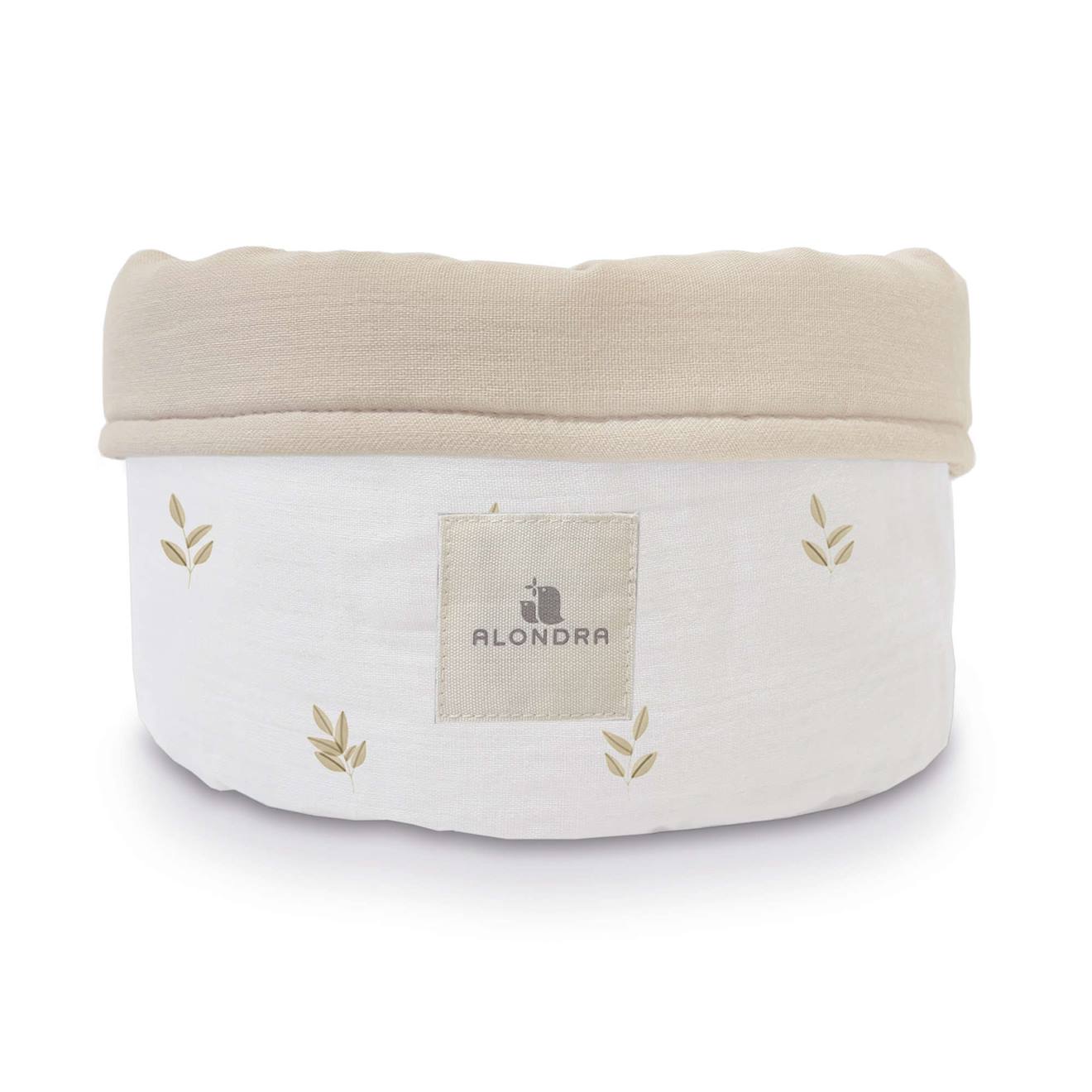 Panier Ovale Pour Produits Bébé Feuilles Beige