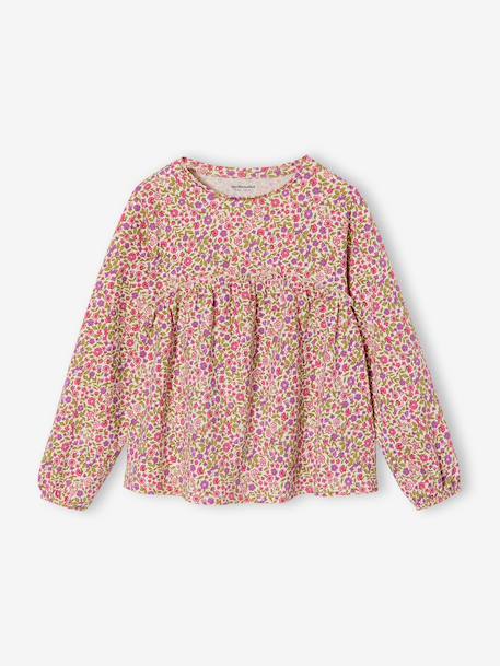 T-shirt blouse fille imprimé manches longues   - vertbaudet enfant