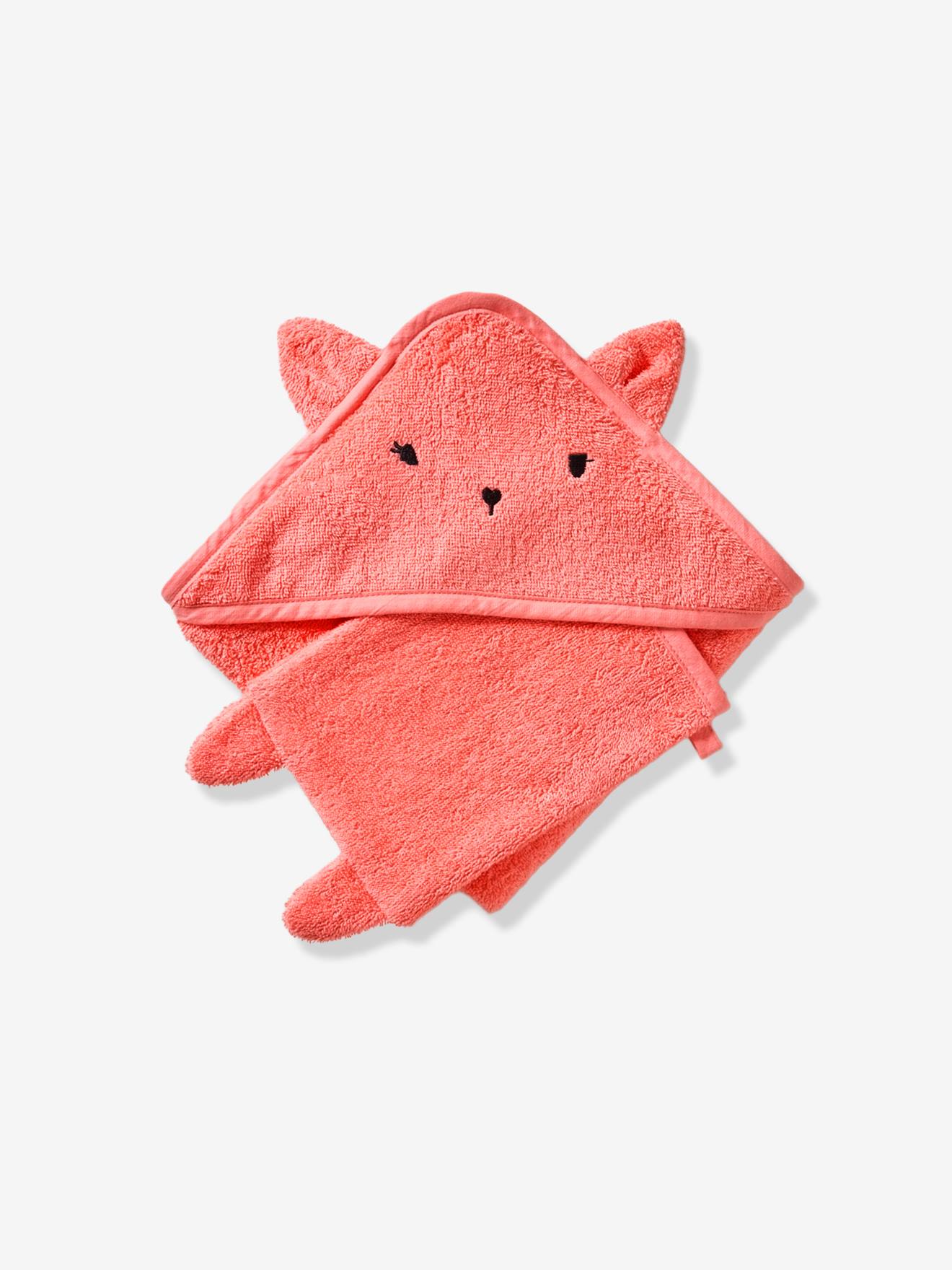 Cape de bain + gant de toilette BIO* rose