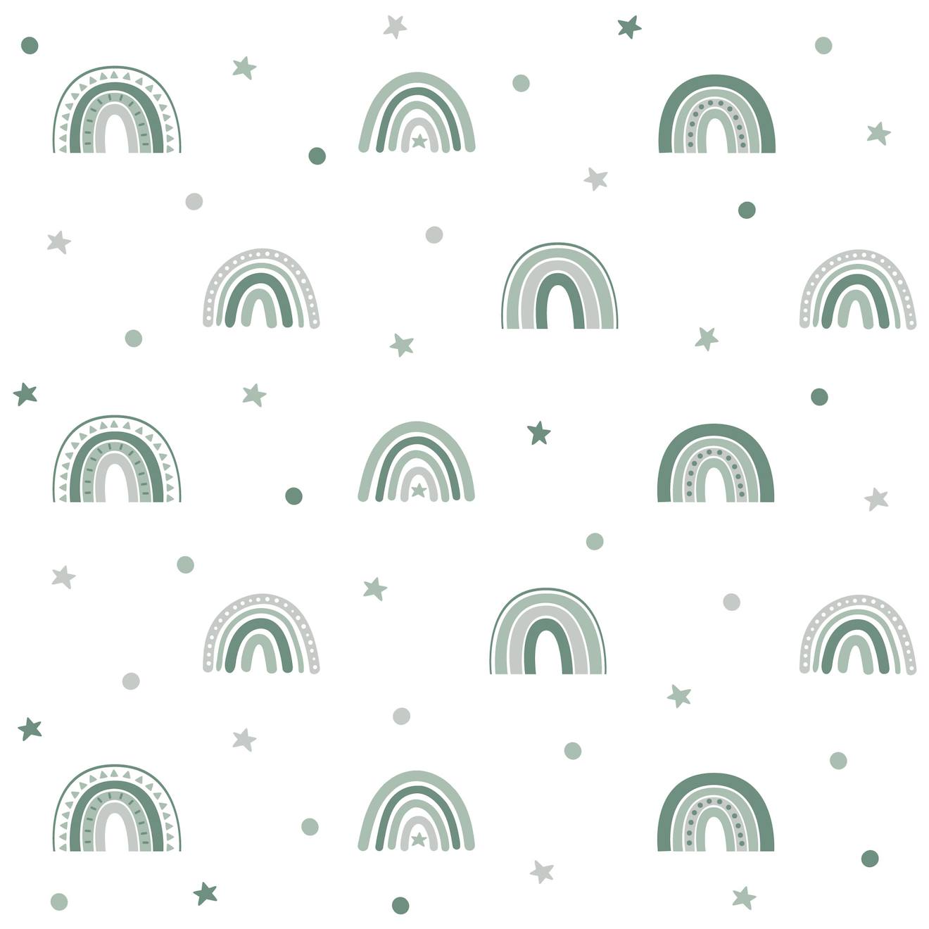 Autocollant Mural Arc-en-ciel Avec Étoiles Vert