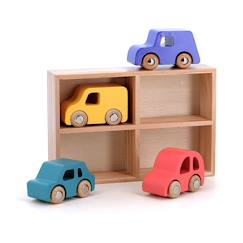 Coffret de 4 voitures en bois city  - vertbaudet enfant