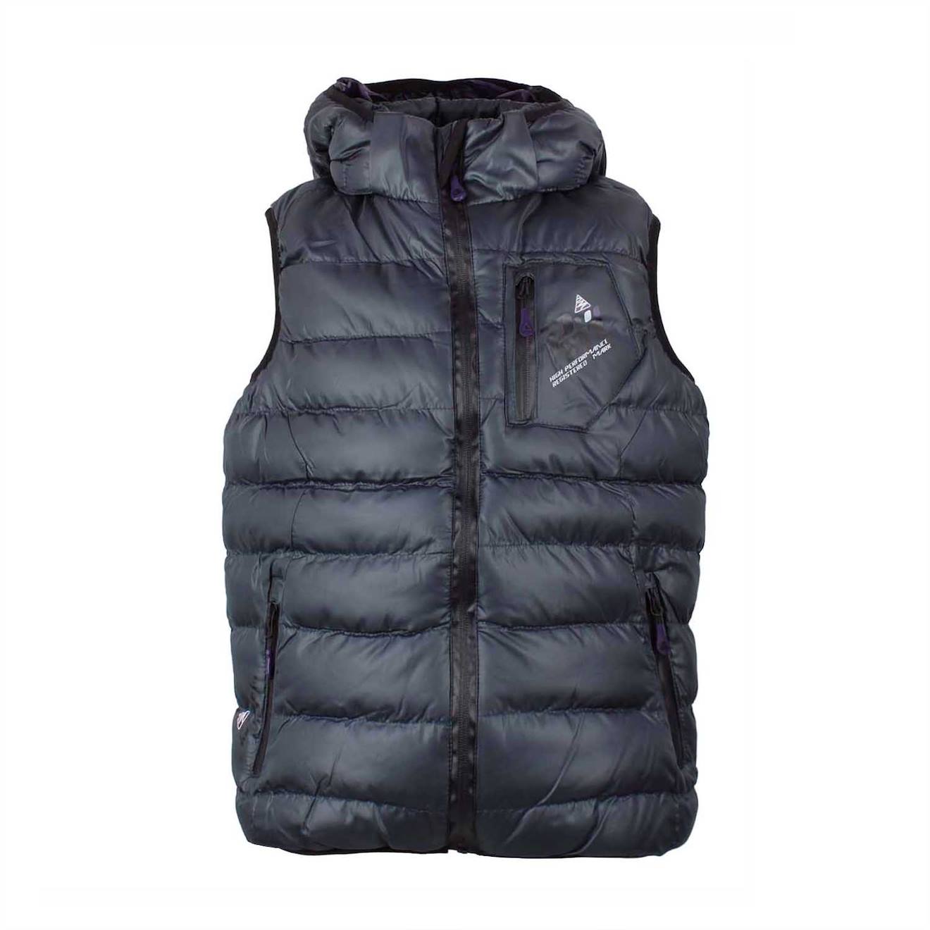 Doudoune Sans Manches Garçon Ecarti Noir Brillant