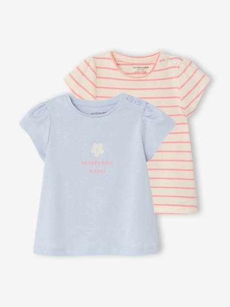 Bébé-T-shirt, sous-pull-Lot 2 T-shirt bébé fille fantaisie