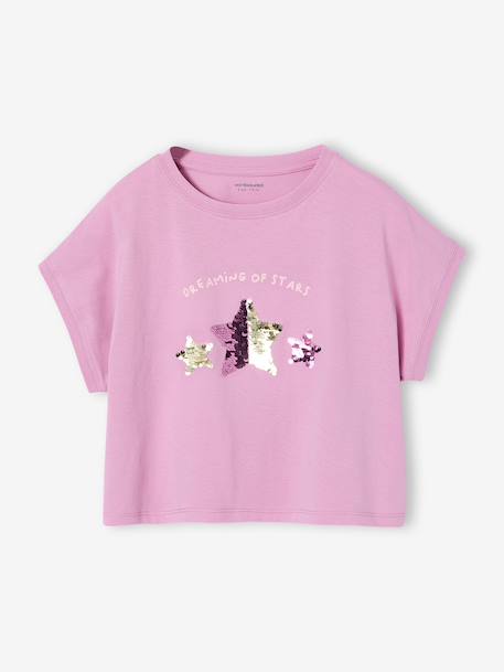 Fille-T-shirt, sous-pull-T-shirt-T-shirt fille motifs sequins